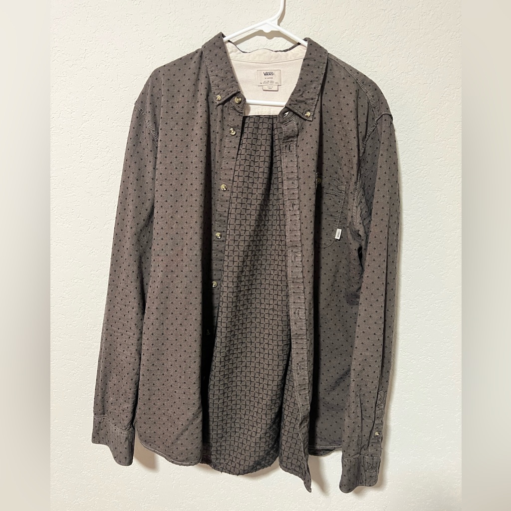 Vans Button Down Shirt Brown Pattern